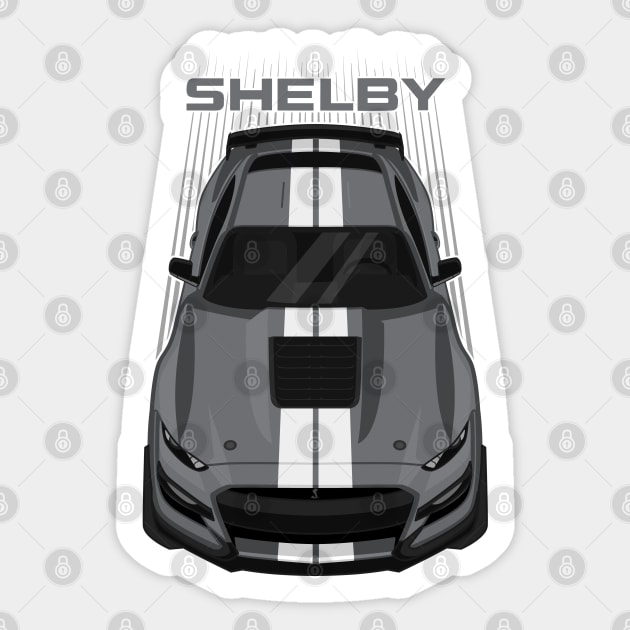 Ford Mustang Shelby GT500 2020-2021 - Magnetic Grey - White Stripes Sticker by V8social